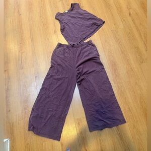 Z Supply Purple Sleeveless Crop Top and Wide-Leg Pants Set